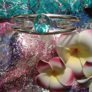 Gorgeous "Ocean Blue" Sterling Silver and Blue Topaz Double Banded Cuff Bracelet